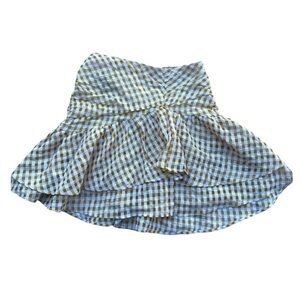 H&M | Women's Gold & White Gingham | Pleated | Layered | Mini Skirt | Size:4